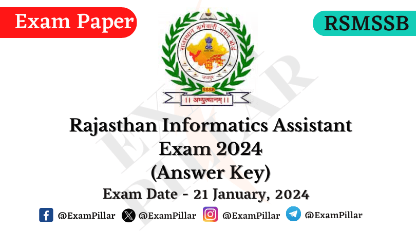 RSMSSB Informatics Assistant Exam Paper - 21 Januaray 2024 (Answer Key)