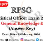 RPSC Statistical Officer Exam Paper – 25 February 2024 (Official Answer Key)