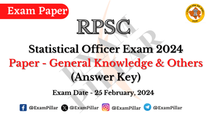 RPSC Statistical Officer Exam Paper – 25 February 2024 (Official Answer Key)