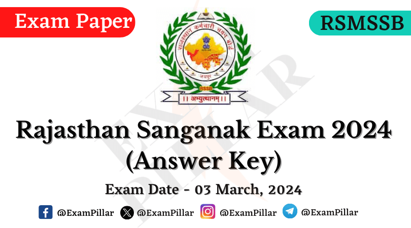 RSMSSB Sanganak Exam Paper - 3 March 2024 (Answer Key)