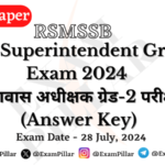 RSMSSB Hostel Superintendent Grade 2 Exam Paper - 28 July 2024 (Answer Key)