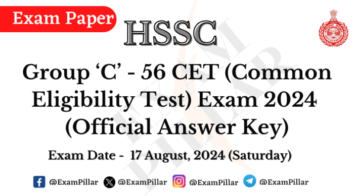 Hssc Group C Cet Exam Paper August Official Answer Key Theexampillar