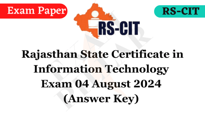 RS-CIT Exam Paper – 04 August 2024 (Answer Key) | TheExamPillar