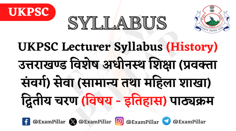 UKPSC Lecturer Syllabus (History)