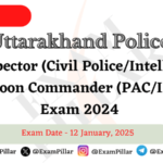 Uttarakhand Police SI (Sub-Inspector) Exam Paper - 12 January 2025 (Answer Key)