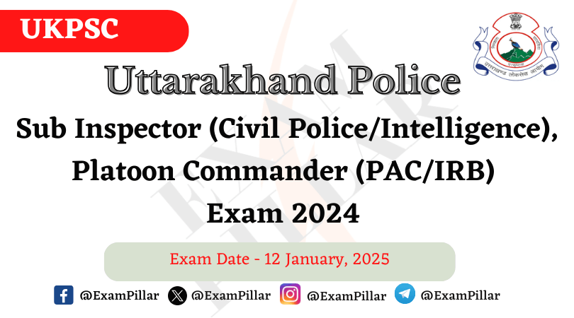 Uttarakhand Police SI (Sub-Inspector) Exam Paper - 12 January 2025 (Answer Key)