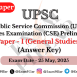 UPSC Prelims Exam 25 May 2025 - Paper I - G.S. (Answer Key)