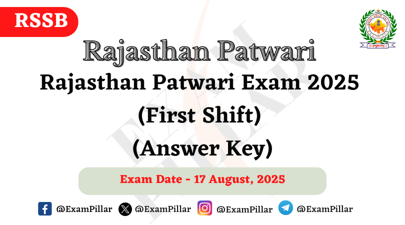 RSSB Patwari Exam Paper - 17 August 2025 (First Shift) (Answer Key)