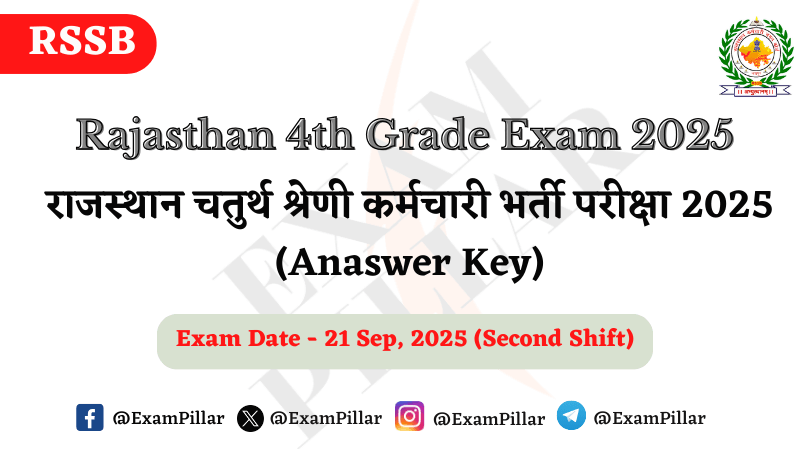 Rajasthan RSSB 4th Grade Exam – 21 September 2025 Second Shift (Answer Key)