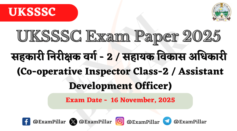 UKSSSC ADO (Assistant Development Officer) Exam Paper - 16 Nov 2025 (Answer Key)