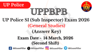 UP Police SI Exam Paper (Answer Key) – 14 March 2026 (Second Shift)
