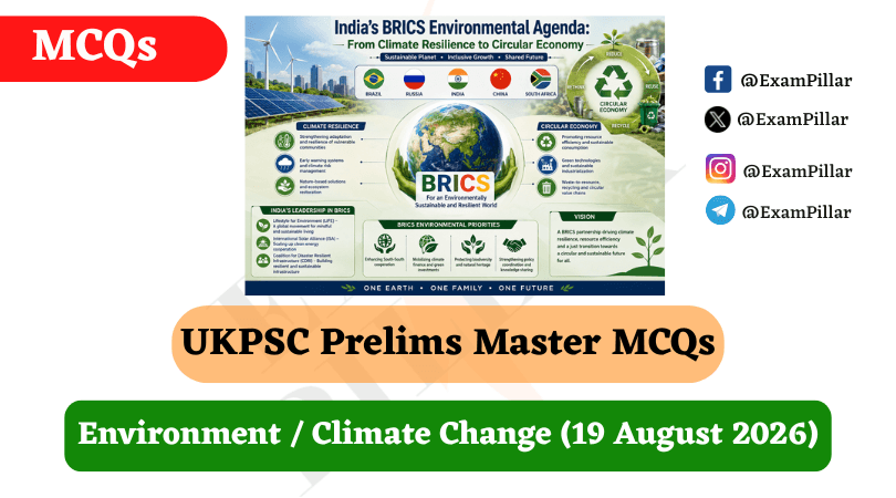 UKPSC Prelims Master MCQs – Environment Climate Change (19 August 2026)