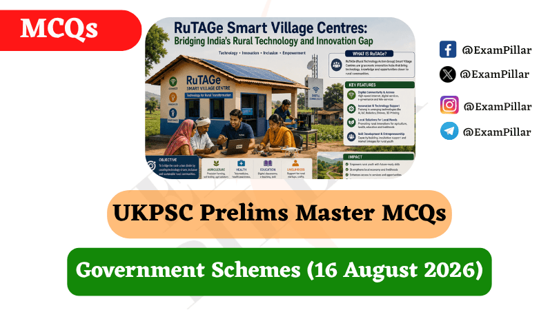 UKPSC Prelims Master MCQs – Government Schemes (16 August 2026)