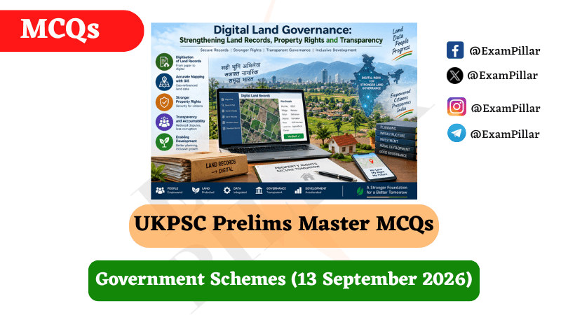 UKPSC Prelims Master MCQs – Government Schemes (13 September 2026)