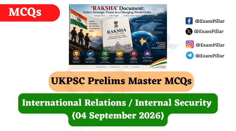 UKPSC Prelims Master MCQs – International Relations Internal Security (04 September 2026)